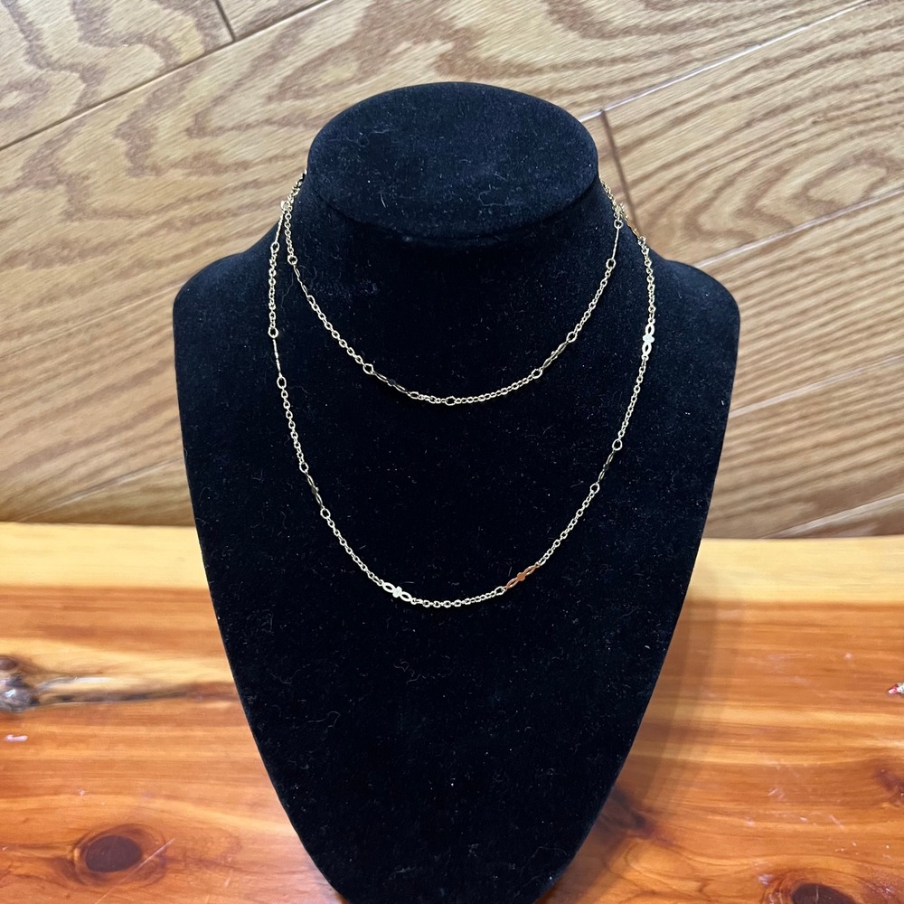 Vintage Gold Tone Station Chain Necklace Delicate Infinity Link Layering 26 Inch
